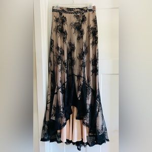 NWT Black lace asymmetrical hemline